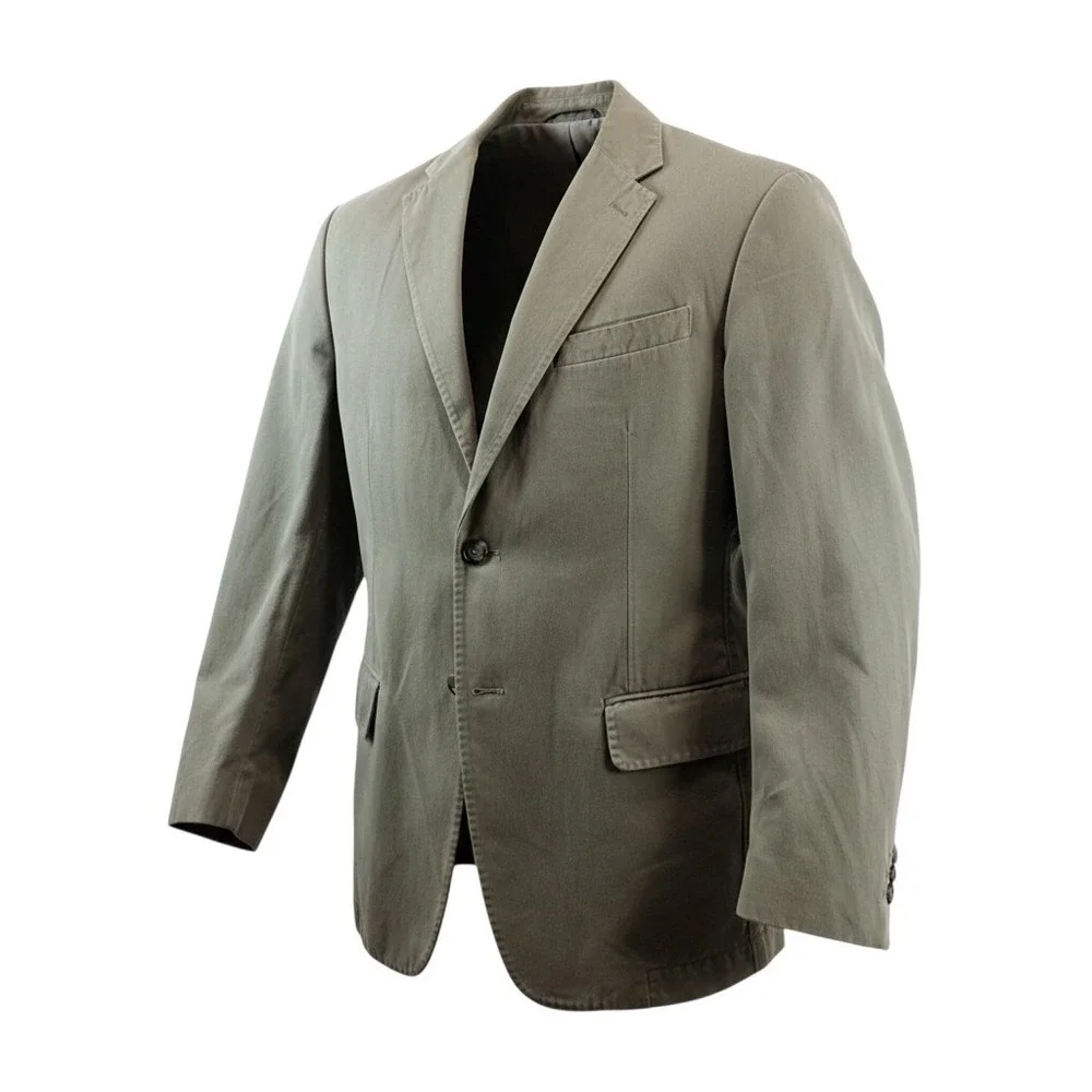 Banana Republic Blazer Men 38R Olive Green Casual Cotton Sport Coat Double Vent